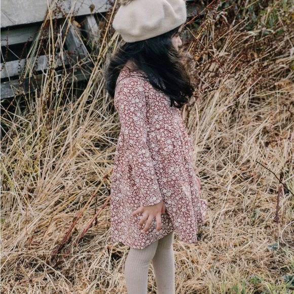 Emily Long Sleeve Pocket Cotton Dress - Red Floral - Picture 1 of 2
